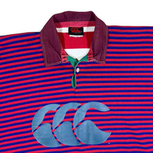 Load image into Gallery viewer, Vintage 90's CANTERBURY Of New Zealand Multi Colour Block Striped Short Sleeve Rugby Polo Shirt