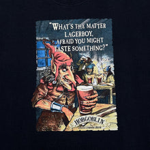 Load image into Gallery viewer, WYCHWOOD BREWERY "What's The Matter Lagerboy?" Hobgoblin Beer Drinks Promo Spellout Graphic T-Shirt