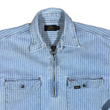 Load image into Gallery viewer, Vintage LEE Union Made Blue Striped 1/4 Zip Cotton Long Sleeve Shirt