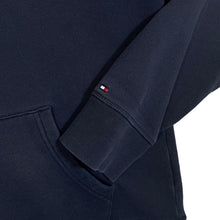 Load image into Gallery viewer, TOMMY HILFIGER "Organic Cotton" Classic Embroidered Big Logo Spellout Navy Blue Pullover Hoodie