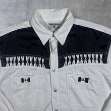 Load image into Gallery viewer, Vintage John Baner Cowboy Western Lace Panel White Cotton Popper Long Sleeve Shirt