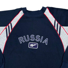 Load image into Gallery viewer, Early 00's REEBOK "Russia" Embossed Big Logo Spellout Colour Block Crewneck Sweatshirt