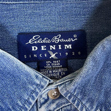 Load image into Gallery viewer, Vintage Eddie Bauer Classic Long Sleeve Button-Up Blue Denim Cotton Shirt