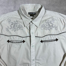 Load image into Gallery viewer, Atlas For Men Filigree Pattern Cowboy Western Cream Cotton Popper Long Sleeve Shirt
