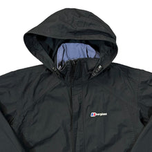 Load image into Gallery viewer, BERGHAUS Aquafoil Classic Basic Black Windbreaker Cagoule Hooded Hiking Jacket