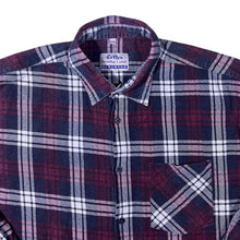 Load image into Gallery viewer, Vintage Cotton Country Club Burgundy Black Plaid Check Long Sleeve Cotton Flannel Shirt