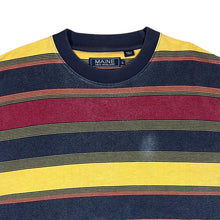 Load image into Gallery viewer, Early 00's MAINE New England Colour Block Striped Heavy Cotton Short Sleeve T-Shirt