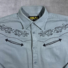 Load image into Gallery viewer, Atlas For Men Cowboy Western Eagle Graphic Grey Long Sleeve Cotton Shirt
