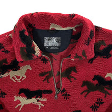 Load image into Gallery viewer, Vintage Tsunami Horse Patterned 1/4 Zip Red Fleece Sweatshirt