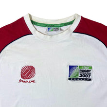 Load image into Gallery viewer, Rugby World Cup 2007 "France" Embroidered Logo White Red Short Sleeve Cotton T-Shirt