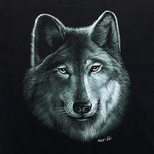 Load image into Gallery viewer, Early 00's WILD Gothic Wolf Animal Wildlife Graphic Black T-Shirt