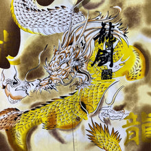 Load image into Gallery viewer, Early 00's Guo Lhi Ting Goth Y2K Traditional Dragon Graphic Yellow Brown Cream Shirt