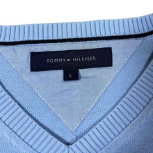 Load image into Gallery viewer, Tommy Hilfiger Classic Blue Mini Logo Cotton V-Neck Sweater Jumper