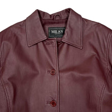 Load image into Gallery viewer, Vintage MILAN LEATHER Genuine Real Burgundy Leather Button Jacket