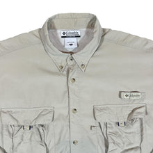 Load image into Gallery viewer, COLUMBIA PFG Performance Fishing Beige Nylon Long Sleeve Utility Shirt