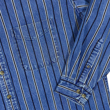 Load image into Gallery viewer, Vintage WRANGLER Striped Blue Denim Heavy Cotton Long Sleeve Button-Up Shirt