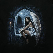 Load image into Gallery viewer, Early 00’s SPIRAL DIRECT Gothic Fantasy Fallen Angel Graphic Mesh Sleeve T-Shirt