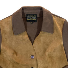 Load image into Gallery viewer, Vintage 90's HOUSE OF SEARS Real Suede Panel Made In England Collared Button Cardiagn Sweater