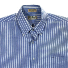 Load image into Gallery viewer, Vintage L.L.BEAN Made In USA Blue White Striped Long Sleeve Button-Up Shirt