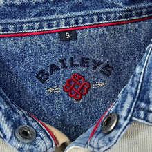 Load image into Gallery viewer, Vintage BAILEYS Mini Logo Contrast Denim Collar Long Sleeve Polo Shirt