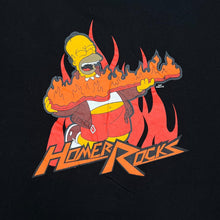 Load image into Gallery viewer, THE SIMPSONS "Homer Rocks" Homer Flaming Guitar TV Show Spellout Graphic T-Shirt