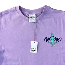 Load image into Gallery viewer, MOSSIMO Logo Spellout Alien Cartoon Character Lilac Purple Graphic T-Shirt