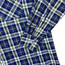 Load image into Gallery viewer, Vintage Triola Blue White Yellow Plaid Check Cotton Long Sleeve Flannel Shirt