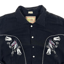 Load image into Gallery viewer, Vintage 80's LEE TREVOR Made In France Rayon Embroidered Cowboy Popper Shirt Gabardine Jacket