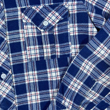 Load image into Gallery viewer, Vintage Friendship Blue Red White Plaid Check Long Sleeve Cotton Flannel Shirt
