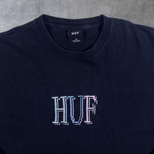 Load image into Gallery viewer, HUF Embroidered Logo Spellout Skater Black Long Sleeve Cotton T-Shirt