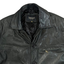 Load image into Gallery viewer, Vintage LAKELAND Fine Leather Genuine Real Black Button Leather Jacket