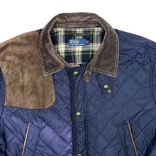 Load image into Gallery viewer, Early 00's POLO RALPH LAUREN Corduroy Collared Suede Panel Lightly Padded Quilted Hunting Country Jacket