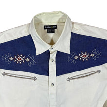 Load image into Gallery viewer, ATLAS FOR MEN Cowboy Western Embroidered Shoulder Panel Cream Long Sleeve Shirt