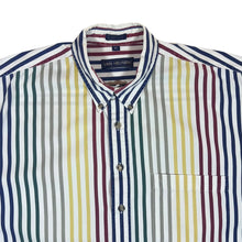 Load image into Gallery viewer, Vintage Van Heusen Multi Colour Striped Short Sleeve Cotton Button-Up Shirt