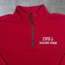 Load image into Gallery viewer, CVU Sailing Team Spellout Graphic Red 1/4 Zip Pullover Sweatshirt