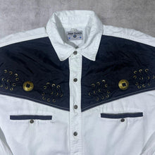 Load image into Gallery viewer, Vintage John Baner Cowboy Western White Black Lace Cotton Long Sleeve Shirt