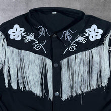 Load image into Gallery viewer, Cowboy Western Style Tasselled Fancy Dress Costume Black Long Sleeve Shirt