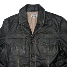 Load image into Gallery viewer, Vintage LEWIS & FINCH Distressed Effect Genuine Real Black Leather Blazer Biker Jacket
