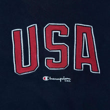 Load image into Gallery viewer, Early 00's Champion USA Embroidered Spellout Navy Blue Crewneck Sweatshirt