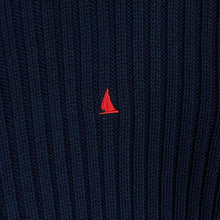 Load image into Gallery viewer, MUSTO Mini Logo Striped Collar Heavy Knit Ribbed Cotton Zip Sweater Jumper