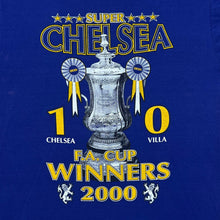 Load image into Gallery viewer, Vintage Jerzees CHELSEA FC "F.A. Cup Winners 2000" Football Souvenir Spellout Graphic T-Shirt