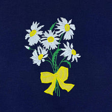 Load image into Gallery viewer, Vintage 90’s Embroidered Daisy Flower Floral Navy Blue Crewneck Sweatshirt
