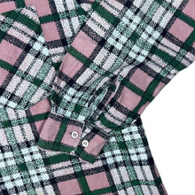 Load image into Gallery viewer, Vintage Pink Green Black White Plaid Check Long Sleeve Flannel Cotton Shirt