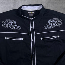 Load image into Gallery viewer, Atlas For Men Cowboy Western Cow Skull Black White Cotton Long Sleeve Shirt