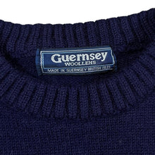 Load image into Gallery viewer, Vintage 90&#39;s GUERNSEY WOOLENS Classic Navy Blue Heavyweight Pure New Wool Knit Sweater Jumper
