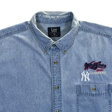 Load image into Gallery viewer, Vintage Lee MLB New York Yankees "2000 Champions" Long Sleeve Button-Up Blue Denim Shirt
