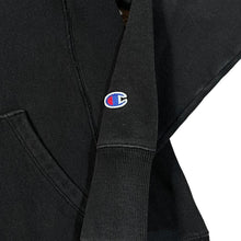 Load image into Gallery viewer, CHAMPION Reverse Weave Embroidered Big Logo Spellout Black Pullover Hoodie