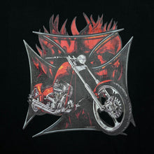 Load image into Gallery viewer, LIVE TO PLAY Gothic Biker Flaming Spellout Graphic T-Shirt
