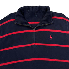 Load image into Gallery viewer, POLO RALPH LAUREN Embroidered Mini Logo Striped 1/4 Zip Pullover Knit Sweater Jumper