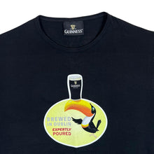 Load image into Gallery viewer, Early 00's GUINNESS "Brewed In Dublin" Toucan Mascot Logo Graphic Black T-Shirt
